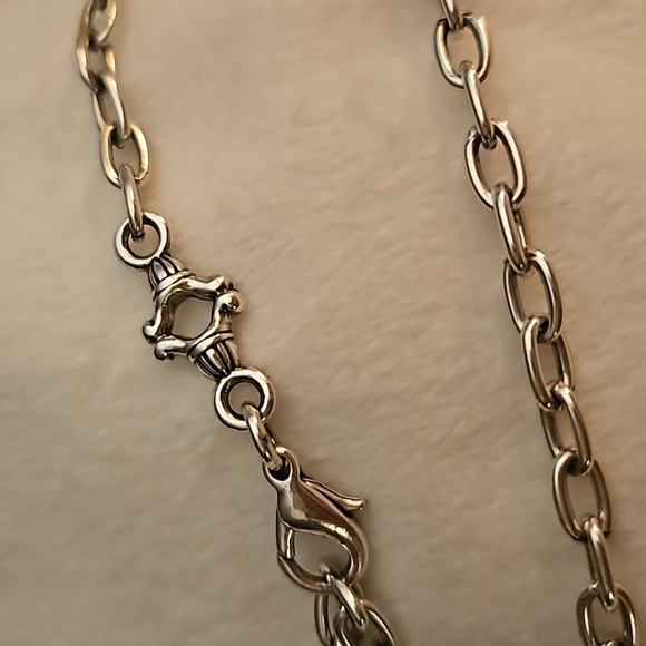 VTG BRIGHTON Silver Plated Logo Scroll Coin Pendant Chain Necklace - Picture 8 of 8